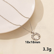 304 Stainless Steel Geometric Ring Pendant Necklace for Women, Minimalist Fashion Collarbone Jewelry(GD7142-5)