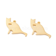 Vacuum Plating 201 Stainless Steel Pendants, Cat, Golden, 13x15.5x1.4mm, Hole: 1mm(X-STAS-F231-160G)