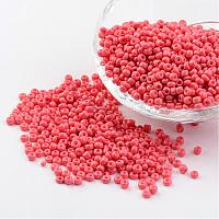 8/0 3mm Baking Paint Glass Seed Beads Loose Spacer Beads, Light Coral, 3mm, Hole: 1mm, about 962pcs/50g