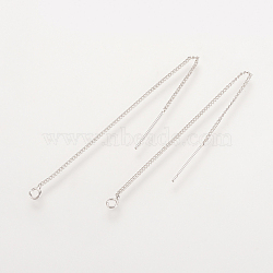 Brass Stud Earring Findings, Ear Threads, Nickel Free, Real Platinum Plated, 82~85x1mm, Pin: 0.7mm(KK-S336-39P)