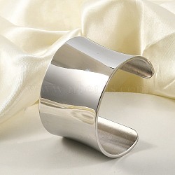 304 Stainless Steel Open Cuff Bangles, Wide Band Bangles for Women, Stainless Steel Color, 1-7/8 inch(4.8cm), Inner Diameter: 2-1/4 inch(5.85cm)(BJEW-U015-01P)