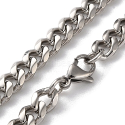 304 Stainless Steel Cuban Link Chain Necklaces for Men, Stainless Steel Color, 23.82 inch(60.5cm), link: 9x7x2mm(NJEW-B117-01I-P)