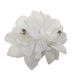 Lace Flower Alligator Hair Clips, with Iron Alligator Clips, White, 60mm(PHAR-Q117-04C)