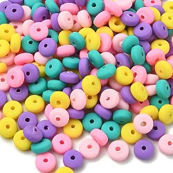 Handmade Polymer Clay Beads, for DIY Jewelry Crafts Supplies, Flat Round, Mixed Color, 6x3mm, Hole: 1.5mm(CLAY-YW0001-88B)