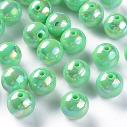 Opaque Acrylic Beads, AB Color Plated, Round, Aquamarine, 16x15mm, Hole: 2.8mm, about 220pcs/500g(MACR-S370-D16mm-A05)