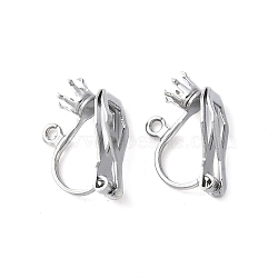 316 Stainless Steel Clip-on Earring Findings, with Claw, Stainless Steel Color, 15.5x6x7mm, Hole: 1.2mm(STAS-Z124-03P)