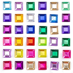 Self Adhesive Acrylic Rhinestone Stickers, for DIY Scrapbooking and Craft Decoration, Square, 8x8mm(STIC-PW0012-09B-01)