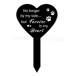 Acrylic Garden Stake, Ground Insert Decor, for Yard, Lawn, Garden Decoration, with Memorial Words  Forever In My Heart, Paw Print, 250x150mm(AJEW-WH0382-006)