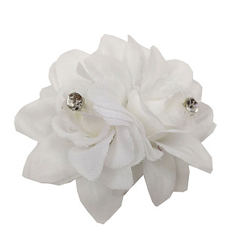 Lace Flower Alligator Hair Clips, with Iron Alligator Clips, White, 60mm
