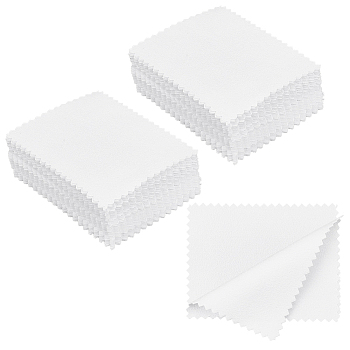 AHADEMAKER Suede Fabric Silver Polishing Cloth, Jewelry Cleaning Cloth, Square, White, 6x8x0.05cm