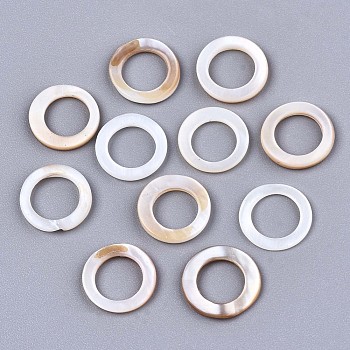Natural Freshwater Shell Linking Rings, Ring, Seashell Color, 11x1.5mm, Inner Diameter: 7.5mm