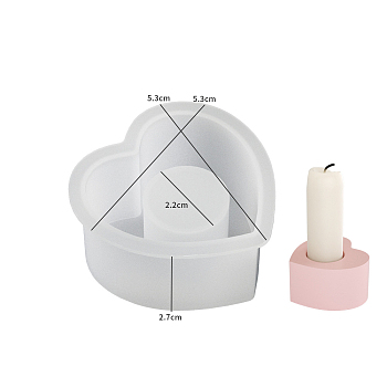 DIY Candle Holder Silicone Molds, Resin Plaster Cement Casting Molds, Heart, 53x53x27mm, Inner Diameter: 22mm