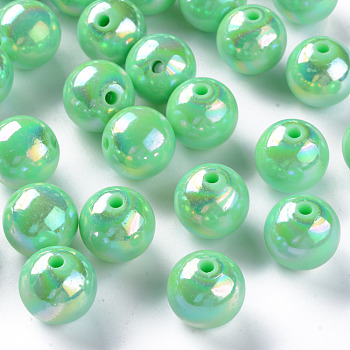 Opaque Acrylic Beads, AB Color Plated, Round, Aquamarine, 16x15mm, Hole: 2.8mm, about 220pcs/500g