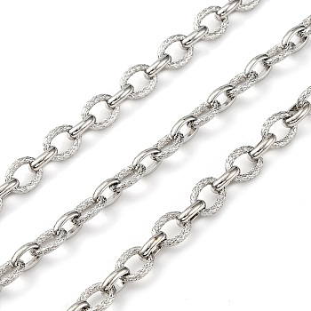 Brass Cable Chains, wiht Spool, Long-Lasting Plated, Soldered, Lead Free & Cadmium Free, Platinum, Links: 10.5x8.5x2mm and 9x6x2.5mm