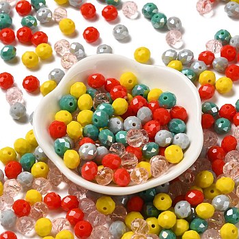 Glass Beads, Faceted, Rondelle, Gray, 8x6mm, Hole: 1mm, about 1210pcs/500g