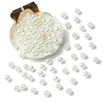 ABS Plastic Imitation Pearl Round Beads, White, 6mm, Hole: 1mm