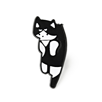 Cartoon Cat Enamel Pin, Light Gold Plated Alloy Badge for Backpack Clothes, Black, 28x15x1.3mm