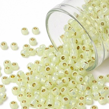 TOHO Round Seed Beads, Japanese Seed Beads, (PF2109) PermaFinish Jonquil Opal Silver Lined, 8/0, 3mm, Hole: 1mm, about 222pcs/bottle, 10g/bottle