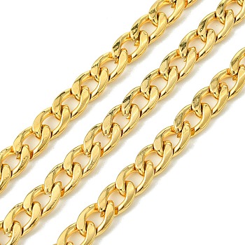 10M Ion Plating(IP) 304 Stainless Steel Curb Chains, Unwelded, with Spool, Real 18K Gold Plated, 9x6x2.5mm, about 32.81 Feet(10m)/Roll