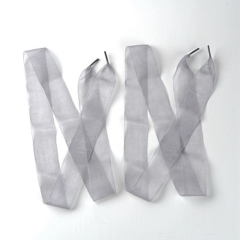 Flat Transparency Polyester Chiffon Shoelaces, Gainsboro, 1200x40mm, 2pcs/pair