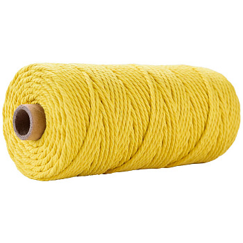 100M Cotton String Threads for Crafts Knitting Making, Gold, 3mm, about 109.36 Yards(100m)/Roll