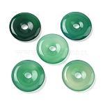 Natural Agate Pendants, Dyed & Heated, Dount/Pi Disc Charms, Green, 25x5mm, Hole: 5mm(G-L646-09D-01)