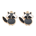 Rack Plating Alloy Pendants, with Enamel, Cadmium Free & Lead Free, Fox, Gray, 20.5x20x3mm, Hole: 1.6mm(ENAM-S129-009-RS)