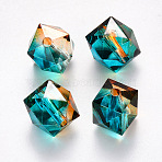 Two Tone Transparent Spray Painted Acrylic Beads, Polygon, Light Sea Green, 7.5x8x8mm, Hole: 1.8mm, about 1690pcs/500g(ACRP-T005-26K)