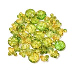Two Tone Transparent Acrylic Beads, Mixed Shapes, Faceted, Green Yellow, 8~25x8~25x4~45mm, Hole: 1.2~1.6mm(OACR-Z041-11)