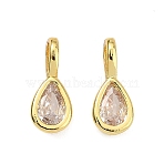 Brass Micro Pave Cubic Zirconia Pendants, Teardrop Charms, Long-Lasting Plated, Rack Plating, Lead Free and Cadmium Free, Beige, 13x5.5x4.5mm, Hole: 3.5x2.5mm(KK-U050-04G-02)