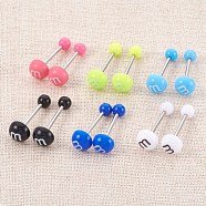 Acrylic Straight Barbells, with 304 Stainless Steel Pin, Barbell Piercing, Mixed Color, 24.5mm, Pin: 1mm(EJEW-L207-M)