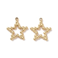 304 Stainless Steel Charms, Star, Real 18K Gold Plated, 13x12x1.5mm, Hole: 1mm(STAS-J400-12G)