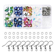 DIY Bling Star & Snowflake Earring Making Kit, Including Glass Charms, 304 Stainless Steel Earring Hooks & Jump Rings, Plastic Ear Nuts, Mixed Color, 264Pcs/box(DIY-YW0006-56)
