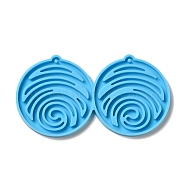 DIY Flat Round with Vortex Pendant Silicone Molds, Resin Casting Molds, for UV Resin & Epoxy Resin Jewelry Making, Deep Sky Blue, 52.5x99x4mm, Hole: 2mm, Inner Diameter: 49.5x46.5mm(DIY-I099-29)