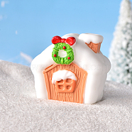 Christmas Themed Resin House Figurine, Micro Landscapes Ornament Accessories, Coral, 38x42mm(XMAS-PW0001-091P)