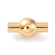 304 Stainless Steel Magnetic Clasps with Glue-in Ends, Round, Real 14K Gold Plated, 16mm, Hole: 3.5mm(STAS-H187-02G)