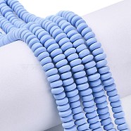 Handmade Polymer Clay Beads Strands, for DIY Jewelry Crafts Supplies, Flat Round, Cornflower Blue, 6~7x3mm, Hole: 1.5mm, about 113~116pcs/strand, 15.55 inch~16.14 inch(39.5~41cm)(X-CLAY-N008-008-92)