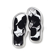 Printed Transparent Hawaii Theme Acrylic Pendants, Slipper, Black, 41x30.5x2.5mm, Hole: 2mm(OACR-S045-02E)