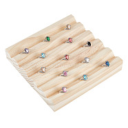 5-Slot Wood Rings Display Stands, Square, Antique White, 17.3x17.3x3cm(RDIS-WH0006-30)