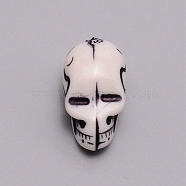 Opaque Acrylic Beads, for Halloween, Skull, WhiteSmoke, 21.5x11.5x12mm, Hole: 2.5mm(SACR-WH0006-02D)