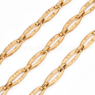 304 Stainless Steel Chains, Oval Link Chains, with Spool, Unwelded, Nickel Free, Real 18K Gold Plated, 13.5x6.5x1.5mm, 6.5x4.5x2mm, about 32.81 Feet(10m)/roll(CHS-T003-11G-NF)