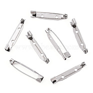 201 Stainless Steel Brooch Pin Back Safety Catch Bar Pins, with 3 Holes, Stainless Steel Color, 32x5x6.5mm, Hole: 2mm, pin: 0.5mm(STAS-S117-021D)