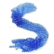 Transparent Painted Glass Beads Strands, Faceted, Rondelle, Blue, 6x5mm, Hole: 1mm, about 80pcs/strand, 16.54''(42cm)(X1-DGLA-A034-T6mm-A01)