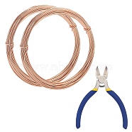 DIY Wire Wrapped Jewelry Kits, with Aluminum Wire and Iron Side-Cutting Pliers, Sandy Brown, 20 Gauge, 0.8mm, 10m/roll, 2rolls/set(DIY-BC0011-81A-03)