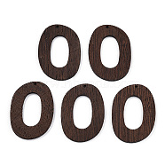 Natural Wenge Wood Pendants, Undyed, Oval Ring Charms, Coconut Brown, 48x35x3.5mm, Hole: 2mm(WOOD-T023-66)