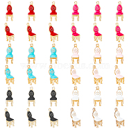 36Pcs 6 Colors Courtly Style Alloy Enamel Pendants, Golden, Chair with Crown Charm, Mixed Color, 26.5x10x9mm, Hole: 1.8mm, 6pcs/color(ENAM-HY0001-18)