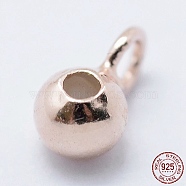 925 Sterling Silver Tube Bails, Loop Bails, with Rubber, Rondelle, Bail Beads, Stopper Beads, Rose Gold, 7x4x3mm, Hole: 1.5mm, Inner Diameter: 1mm(STER-I014-4mm-25RG)