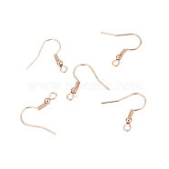 Iron Earring Hooks, with Horizontal Loop, Cadmium Free & Lead Free, Rose Gold, 17~19x0.8mm, Hole: 2mm, Pin: 0.6mm(X-IFIN-EC135-RG)