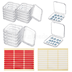 20Pcs Transparent Plastic Nail Art Tool Storage Box, with 2 Sheets Double Side Adhesive Glue Sticky Tape For False Nail Tips, Clear, 7.7~8.7x7.5~8.5x1.6~1.85cm, Inner Diameter: 6.7~7.7x6.65~7.6x0.5~0.7cm(CON-BC0007-03D)