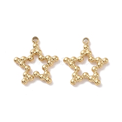 304 Stainless Steel Charms, Star, Real 18K Gold Plated, 13x12x1.5mm, Hole: 1mm(STAS-J400-12G)